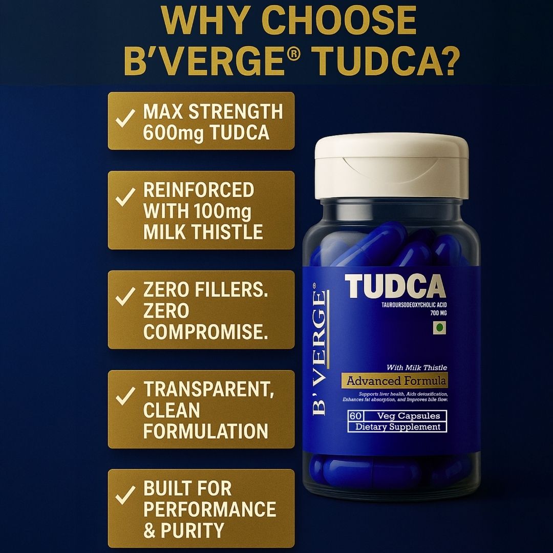 B’VERGE® TUDCA Supplement with Milk Thistle | Liver Detox Supplement - Improves Bile Flow and Fat Absorption | 600mg Tudca Liver Support for Men & Women 60 capsules