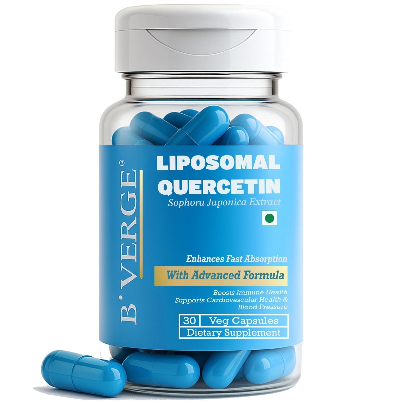 B'VERGE® Liposomal Quercetin Supplement | Highest Absorption | Supports Respiratory, Heart, Joint Health & Antioxidant Protection | NON-GMO