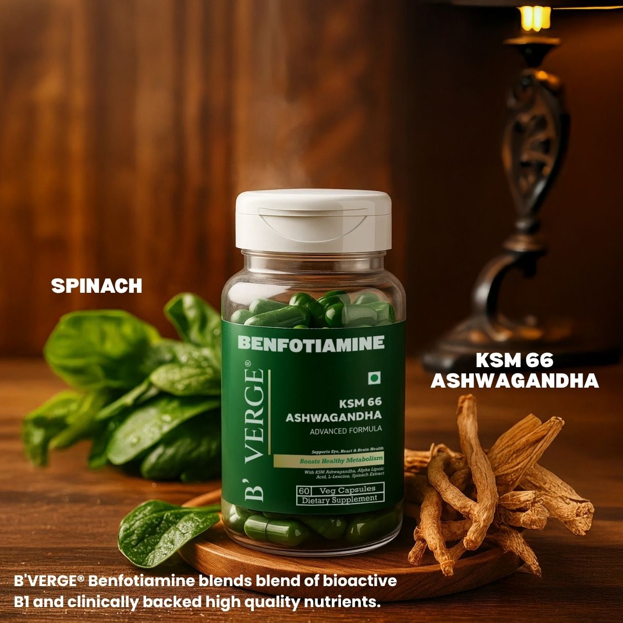B'VERGE® Benfotiamine 300mg – Bioactive Vitamin B1 with KSM-66® Ashwagandha | Supports Nerve Damage Repair | Supports Blood Sugar Balance | Fights Sugar Damage, Boosts Energy & Reduces Stress