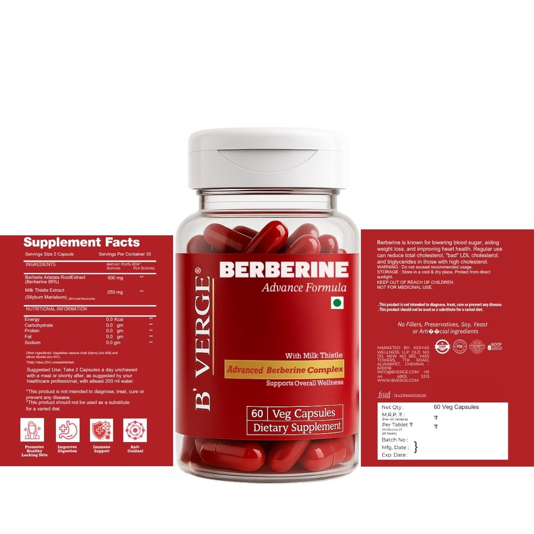 B’VERGE® Berberine Supplements 98% with Milk Thistle