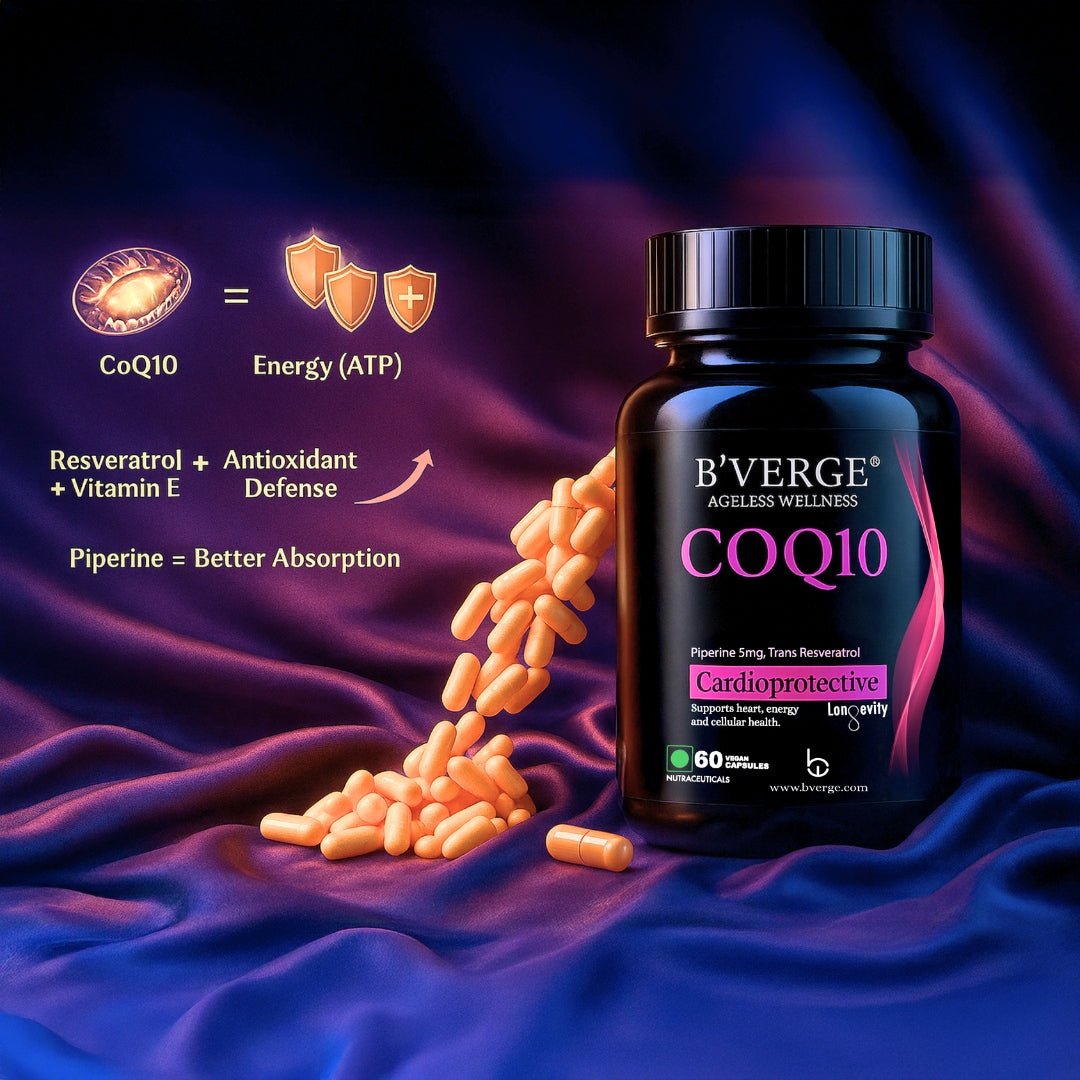 B'VERGE® CoQ10 100mg | Ubiquinone | Supports Heart Health, Energy Production & Cellular Function | 60 Capsules