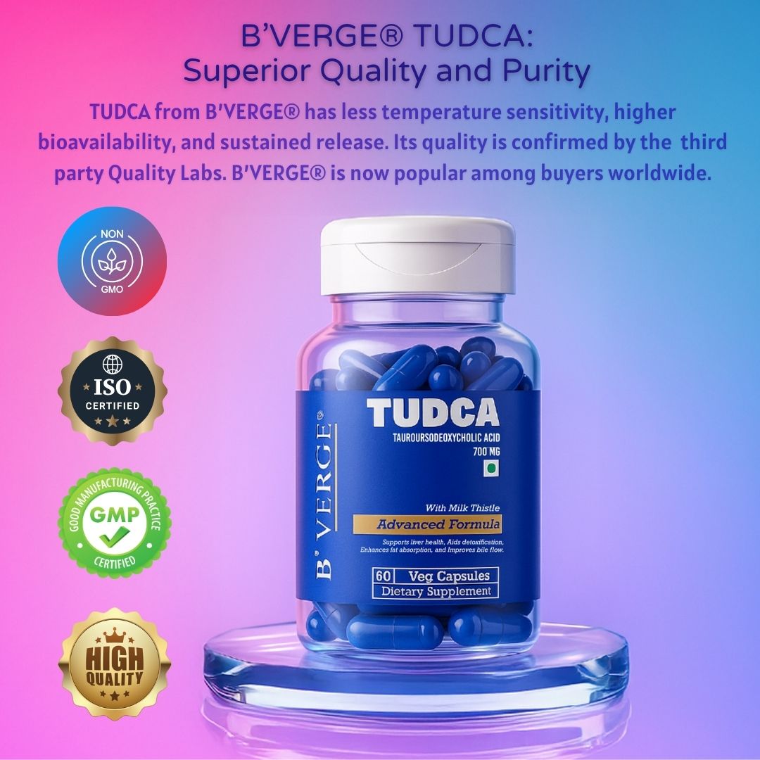 B’VERGE® TUDCA Supplement with Milk Thistle | Liver Detox Supplement - Improves Bile Flow and Fat Absorption | 600mg Tudca Liver Support for Men & Women 60 capsules