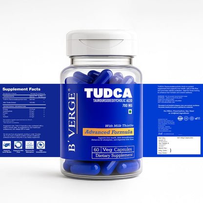 B’VERGE® TUDCA Supplement with Milk Thistle | Liver Detox Supplement - Improves Bile Flow and Fat Absorption | 600mg Tudca Liver Support for Men & Women 60 capsules