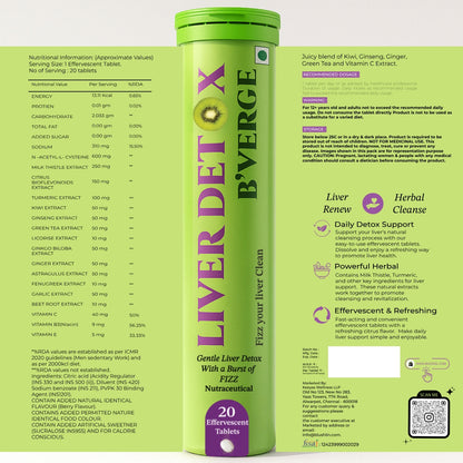 B'VERGE® Liver Detox Supplement - Powerful Milk Thistle & NAC Formula with 17 Advanced Ingredients | for Daily Liver Cleanse & Antioxidant Support | Sugar-Free
