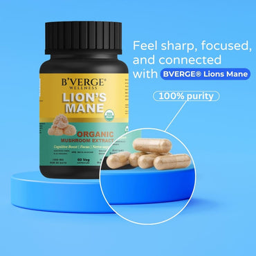 B'VERGE® Lions Mane - 500mg, 60 Veg Capsules