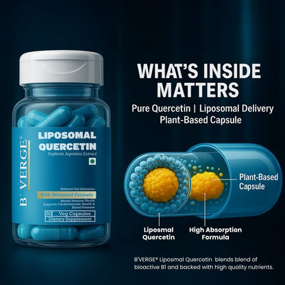 B'VERGE® Liposomal Quercetin Supplement | Highest Absorption | Supports Respiratory, Heart, Joint Health & Antioxidant Protection | NON-GMO