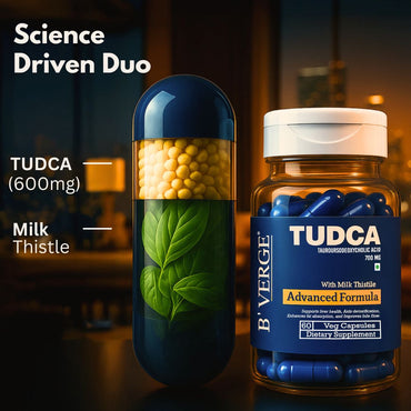 B’VERGE® TUDCA Supplement with Milk Thistle | Liver Detox Supplement - Improves Bile Flow and Fat Absorption | 600mg Tudca Liver Support for Men & Women 60 capsules