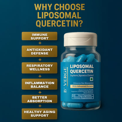 B'VERGE® Liposomal Quercetin Supplement | Highest Absorption | Supports Respiratory, Heart, Joint Health & Antioxidant Protection | NON-GMO