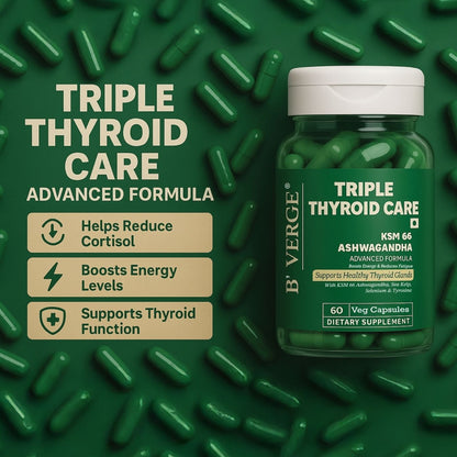 B'VERGE® Ashwagandha ksm66 Thyroid Supplement | Fast-Acting Formula | Enriched with Sea Kelp, Zinc, Selenium & L-Tyrosine | Promotes Healthy Thyroid Function