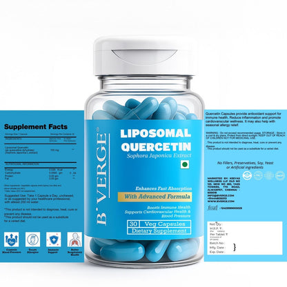 B'VERGE® Liposomal Quercetin Supplement | Highest Absorption | Supports Respiratory, Heart, Joint Health & Antioxidant Protection | NON-GMO