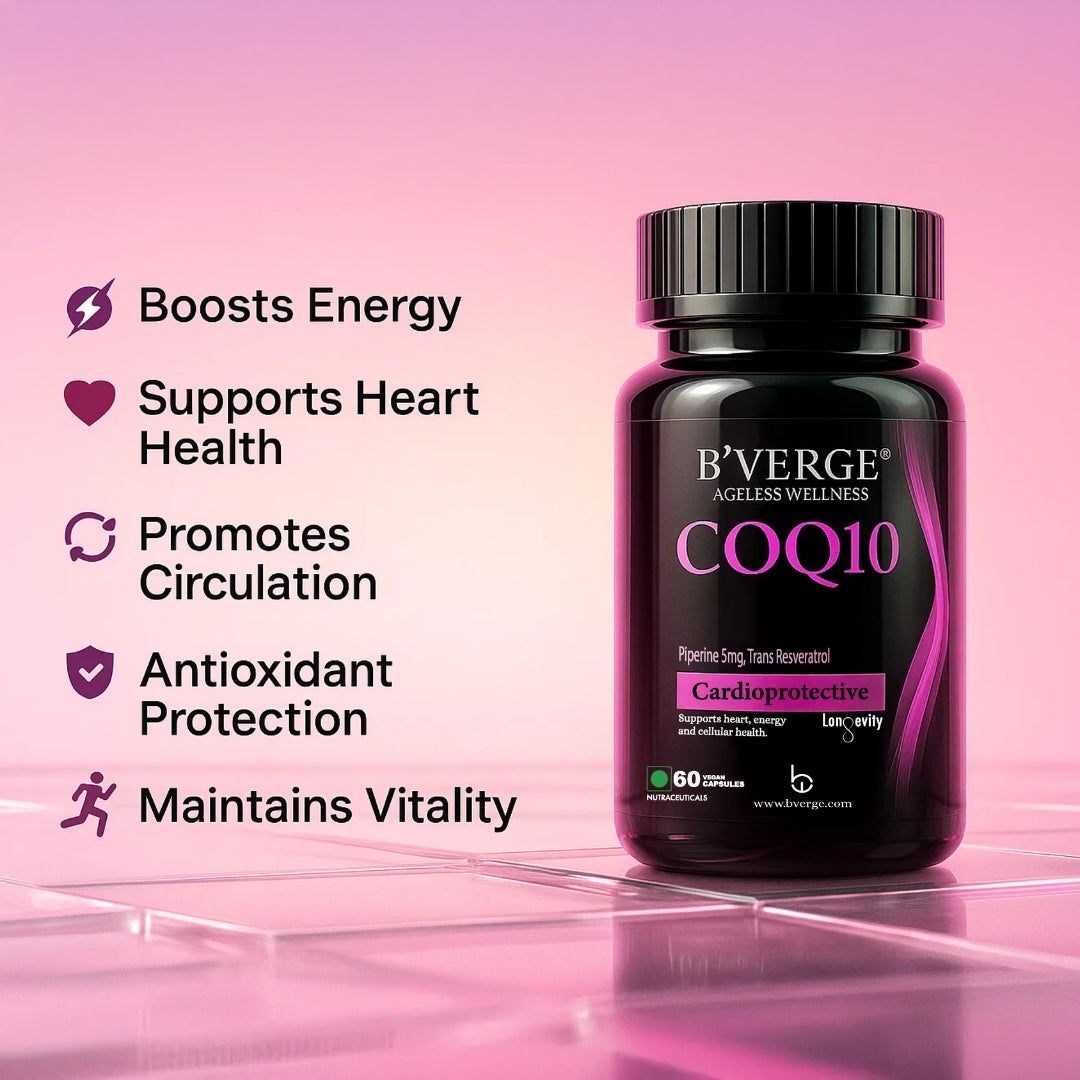 B'VERGE® CoQ10 100mg | Ubiquinone | Supports Heart Health, Energy Production & Cellular Function | 60 Capsules
