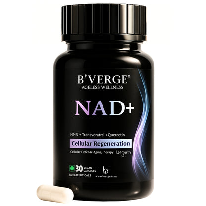 B'VERGE® NAD+ Supplement | 500mg NAD+ Support | Cellular Energy, DNA Repair & Healthy Aging | 60 Capsules