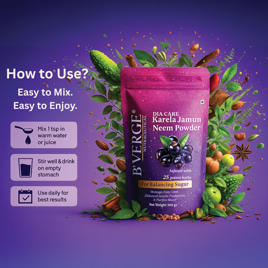 B'VERGE® Karela Powder | 1000mg Bitter Melon Per Serving | Supports Blood Sugar Balance & Metabolic Health | 100g