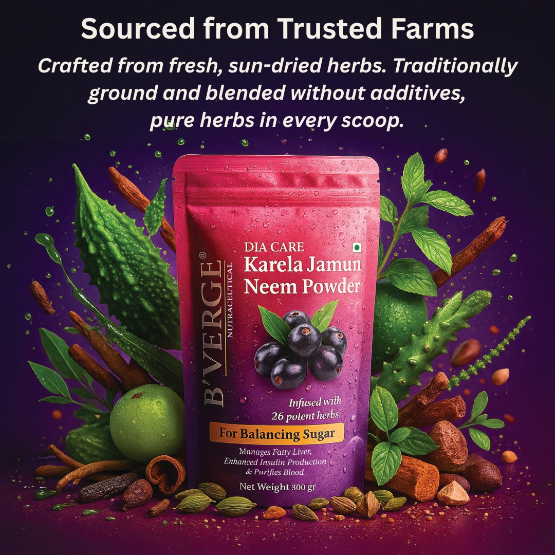 B'VERGE® Karela Powder | 1000mg Bitter Melon Per Serving | Supports Blood Sugar Balance & Metabolic Health | 100g