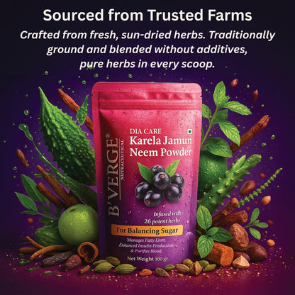 B'VERGE® Karela Powder | 1000mg Bitter Melon Per Serving | Supports Blood Sugar Balance & Metabolic Health | 100g