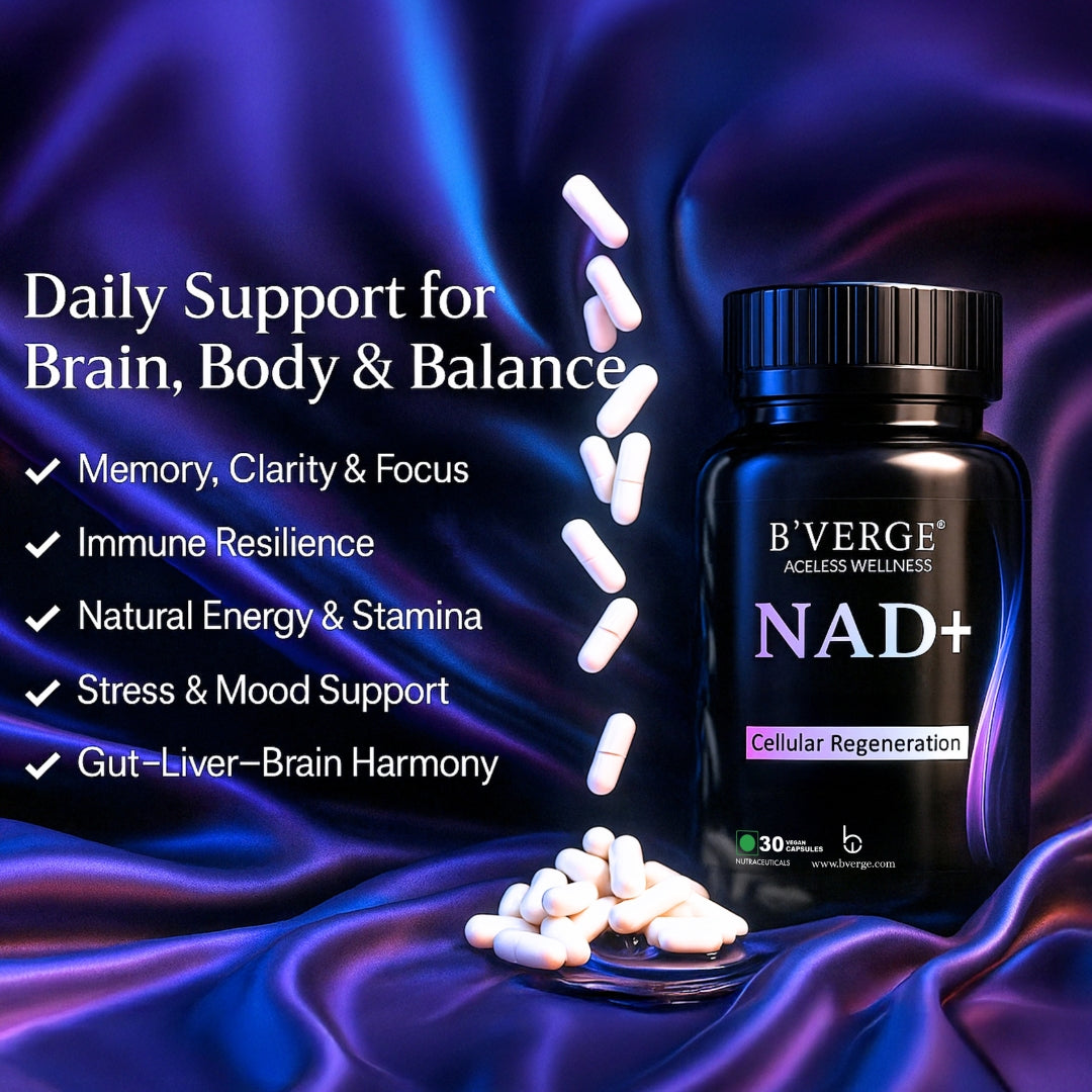 B'VERGE® NAD+ Supplement | 500mg NAD+ Support | Cellular Energy, DNA Repair & Healthy Aging | 60 Capsules