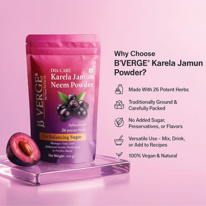 B'VERGE® Karela Powder | 1000mg Bitter Melon Per Serving | Supports Blood Sugar Balance & Metabolic Health | 100g