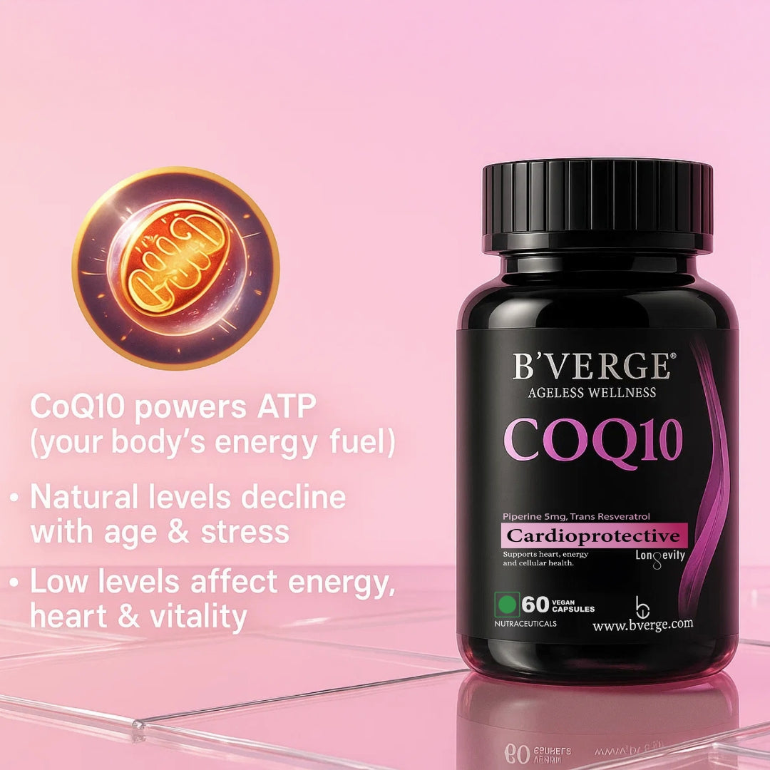 B'VERGE® CoQ10 100mg | Ubiquinone | Supports Heart Health, Energy Production & Cellular Function | 60 Capsules