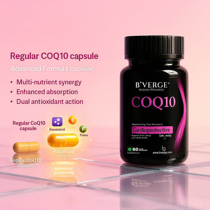 B'VERGE® CoQ10 100mg | Ubiquinone | Supports Heart Health, Energy Production & Cellular Function | 60 Capsules